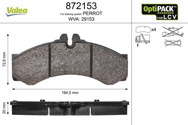 VALEO 872153 Brake Pad Set, disc brake
