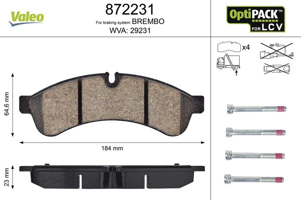 VALEO 872231 Brake Pad Set, disc brake