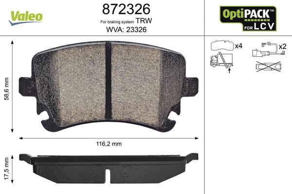 VALEO 872326 Brake Pad Set, disc brake