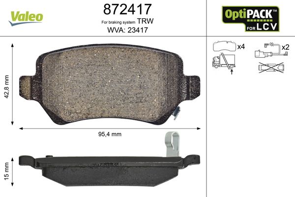 VALEO 872417 Brake Pad Set, disc brake