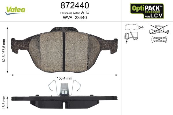 VALEO 872440 Brake Pad Set, disc brake