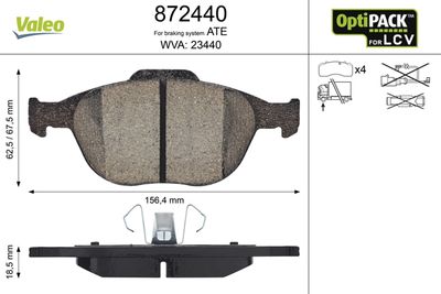 Brake Pad Set, disc brake VALEO 872440