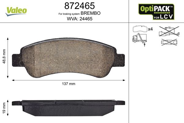VALEO 872465 Brake Pad Set, disc brake
