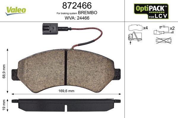 VALEO 872466 Brake Pad Set, disc brake