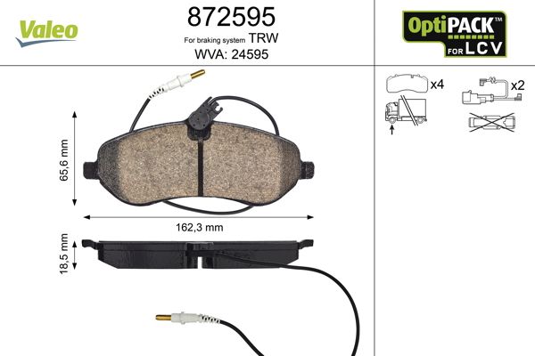 VALEO 872595 Brake Pad Set, disc brake