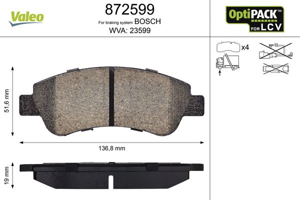 VALEO 872599 Brake Pad Set, disc brake