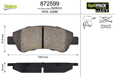 Brake Pad Set, disc brake VALEO 872599