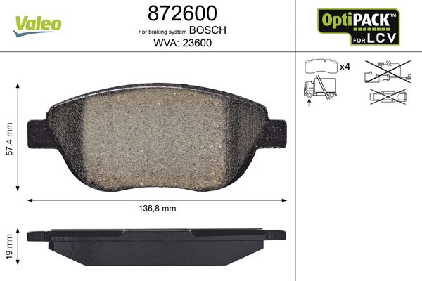 VALEO 872600 Brake Pad Set, disc brake