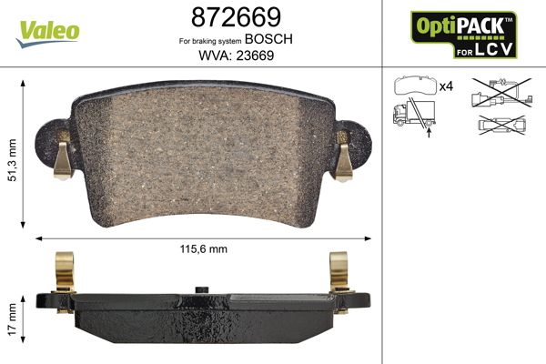 VALEO 872669 Brake Pad Set, disc brake