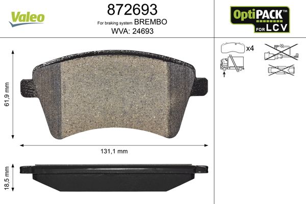 VALEO 872693 Brake Pad Set, disc brake