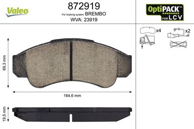 Brake Pad Set, disc brake VALEO 872919