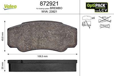 Brake Pad Set, disc brake VALEO 872921