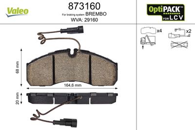 Brake Pad Set, disc brake VALEO 873160