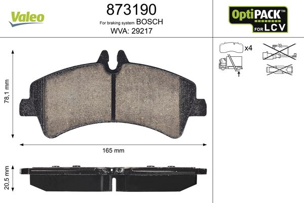 VALEO 873190 Brake Pad Set, disc brake