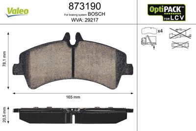 Brake Pad Set, disc brake VALEO 873190