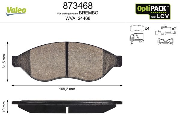 VALEO 873468 Brake Pad Set, disc brake