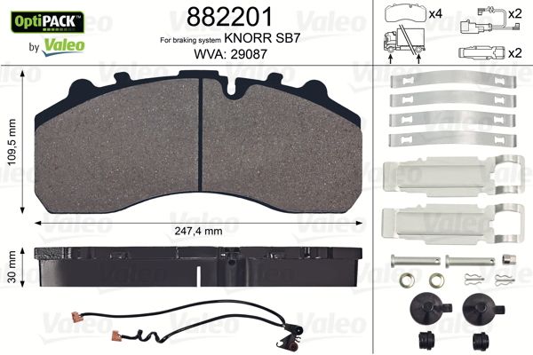 VALEO 882201 Brake Pad Set, disc brake