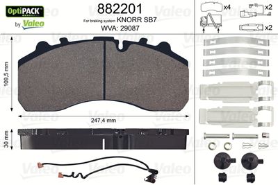 Brake Pad Set, disc brake VALEO 882201