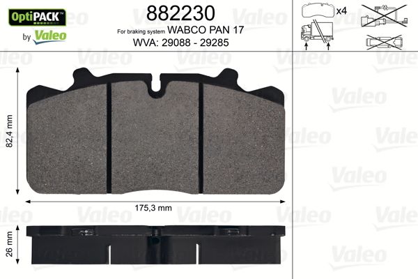 VALEO 882230 Brake Pad Set, disc brake