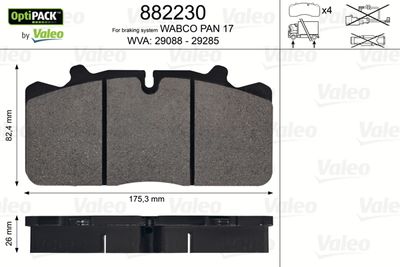 Brake Pad Set, disc brake VALEO 882230