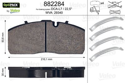 Brake Pad Set, disc brake VALEO 882284
