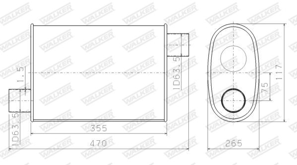 WALKER 14885 Centre Muffler, universal