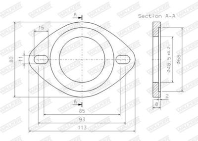 Flange, exhaust pipe WALKER 80391