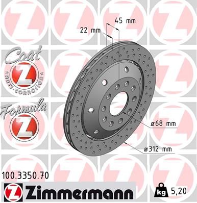 Brake Disc ZIMMERMANN 100.3350.70