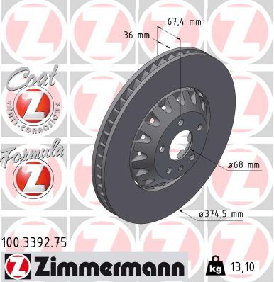 Brake Disc ZIMMERMANN 100.3392.75