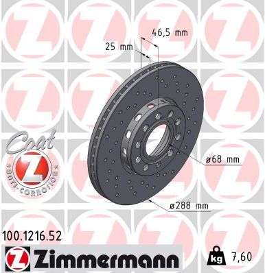 ZIMMERMANN 100.1216.52 Brake Disc