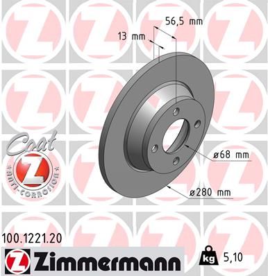 ZIMMERMANN 100.1221.20 Brake Disc