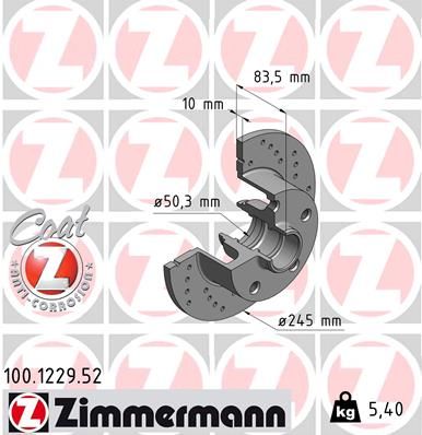 ZIMMERMANN 100.1229.52 Brake Disc