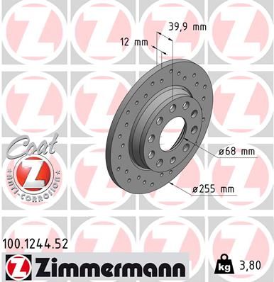 Brake Disc ZIMMERMANN 100.1244.52