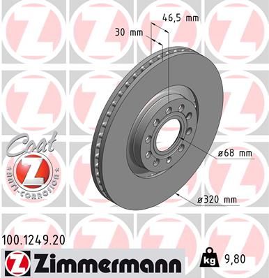 ZIMMERMANN 100.1249.20 Brake Disc
