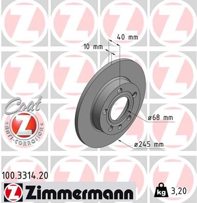 ZIMMERMANN 100.3314.20 Brake Disc