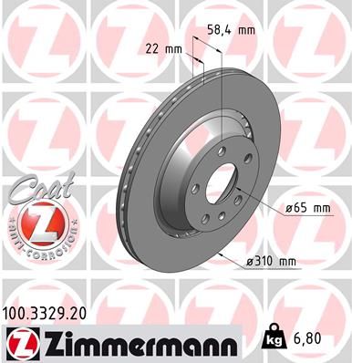 ZIMMERMANN 100.3329.20 Brake Disc