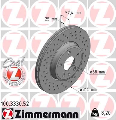 Brake Disc ZIMMERMANN 100.3330.52