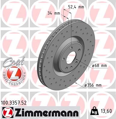 Brake Disc ZIMMERMANN 100.3357.52
