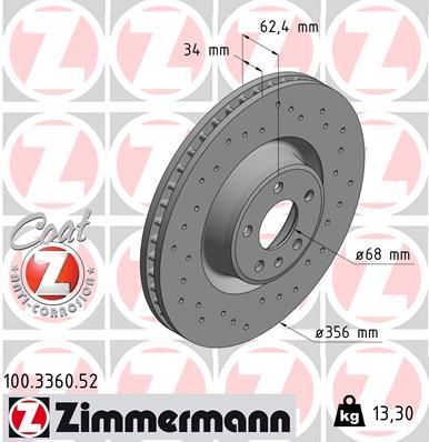 Brake Disc ZIMMERMANN 100.3360.52