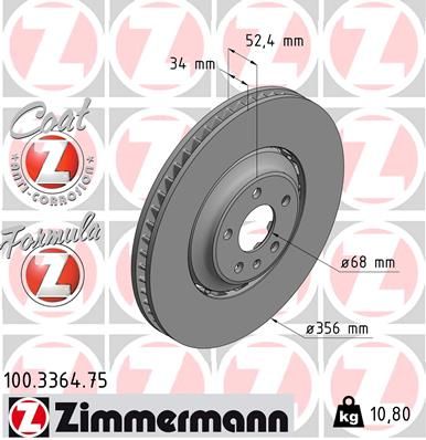 Brake Disc ZIMMERMANN 100.3364.75