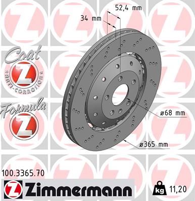 Brake Disc ZIMMERMANN 100.3365.70