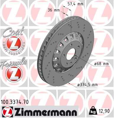 Brake Disc ZIMMERMANN 100.3374.70