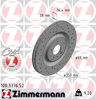 Brake Disc ZIMMERMANN 100.3376.52