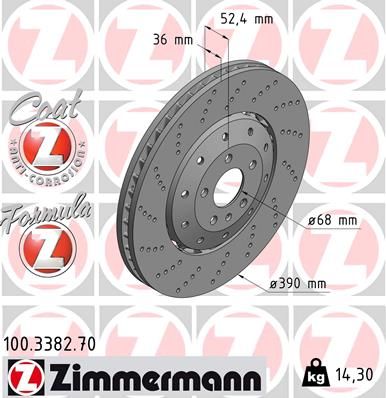 Brake Disc ZIMMERMANN 100.3382.70