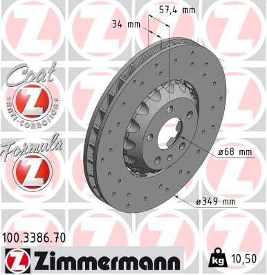 Brake Disc ZIMMERMANN 100.3386.70