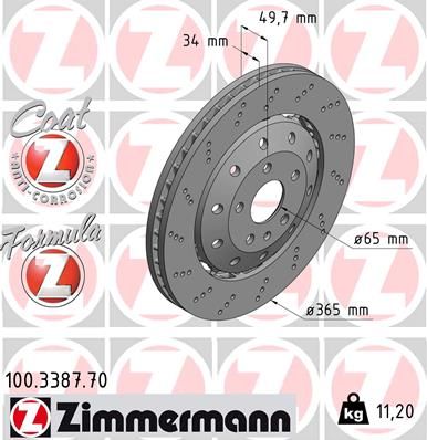 ZIMMERMANN 100.3387.70 Brake Disc