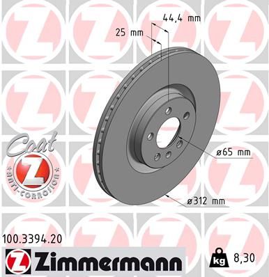 Brake Disc ZIMMERMANN 100.3394.20
