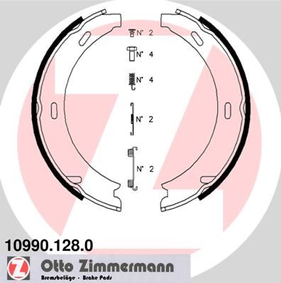 ZIMMERMANN 10990.128.0 Brake Shoe Set, parking brake