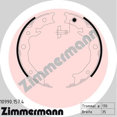 ZIMMERMANN 10990.157.4 Brake Shoe Set, parking brake