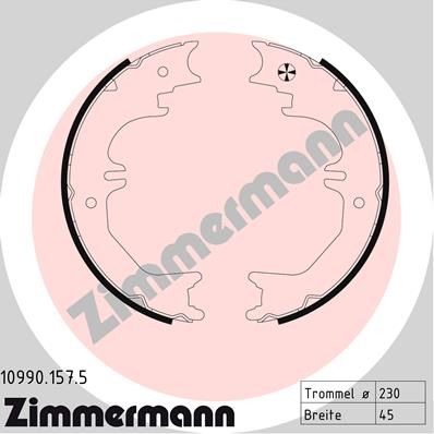 ZIMMERMANN 10990.157.5 Brake Shoe Set, parking brake